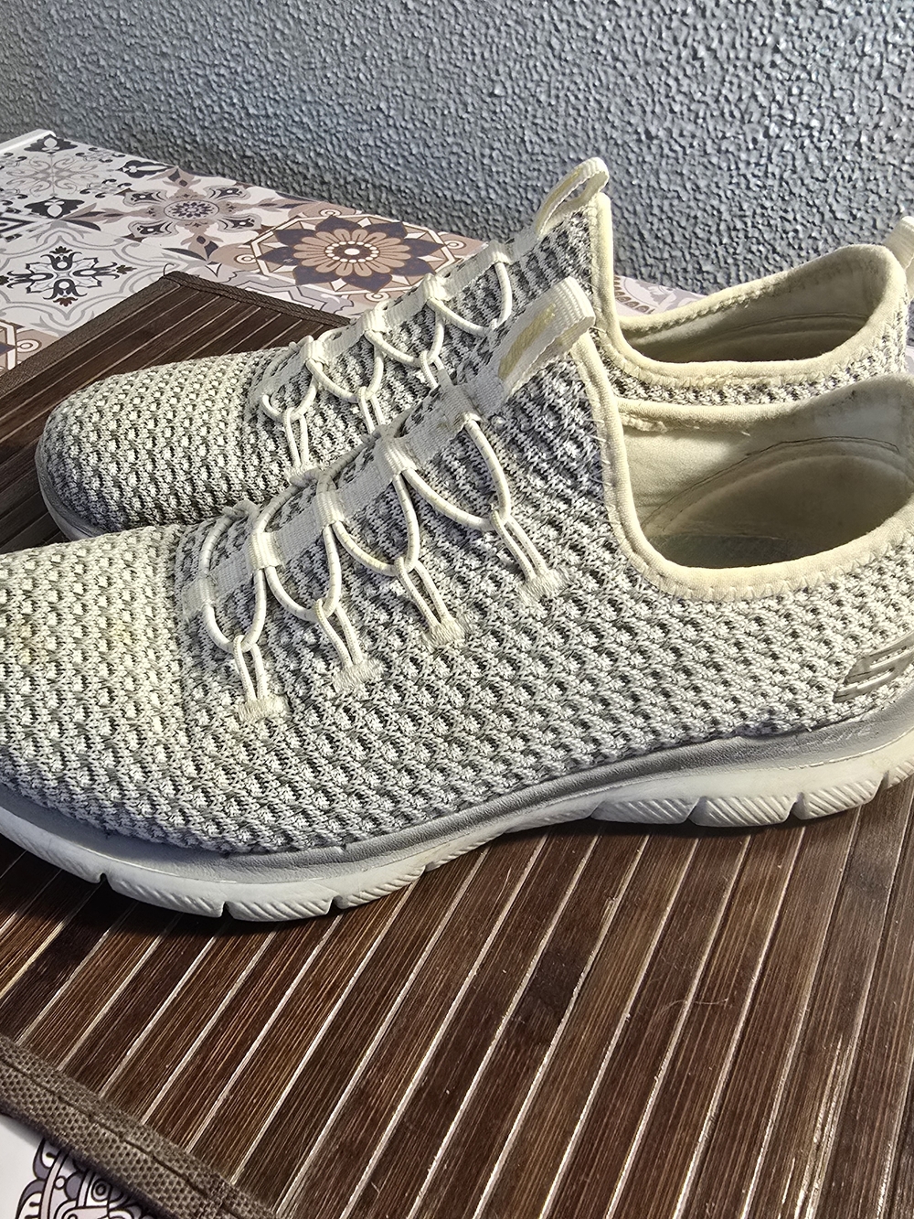 Skechers Light Gray Knit Slip-On Women's Sneakers